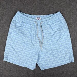 Love Brand & Co Swim Trunks Mens XL Blue Elephant Geometric Print Lined Shorts